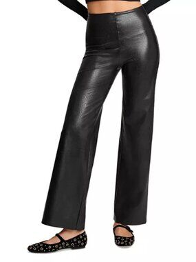 Commando Pants Faux Leather Vegan Stretch Wide Leg High Rise Pant Black Size XL